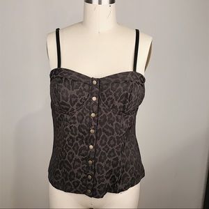 Green Leopard Print Bustier Size L